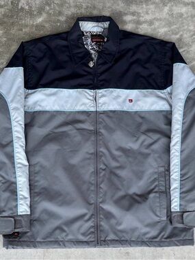 Quiksilver Y2K Vintage Striped Zip Up Windbreaker Jacket Mens Medium